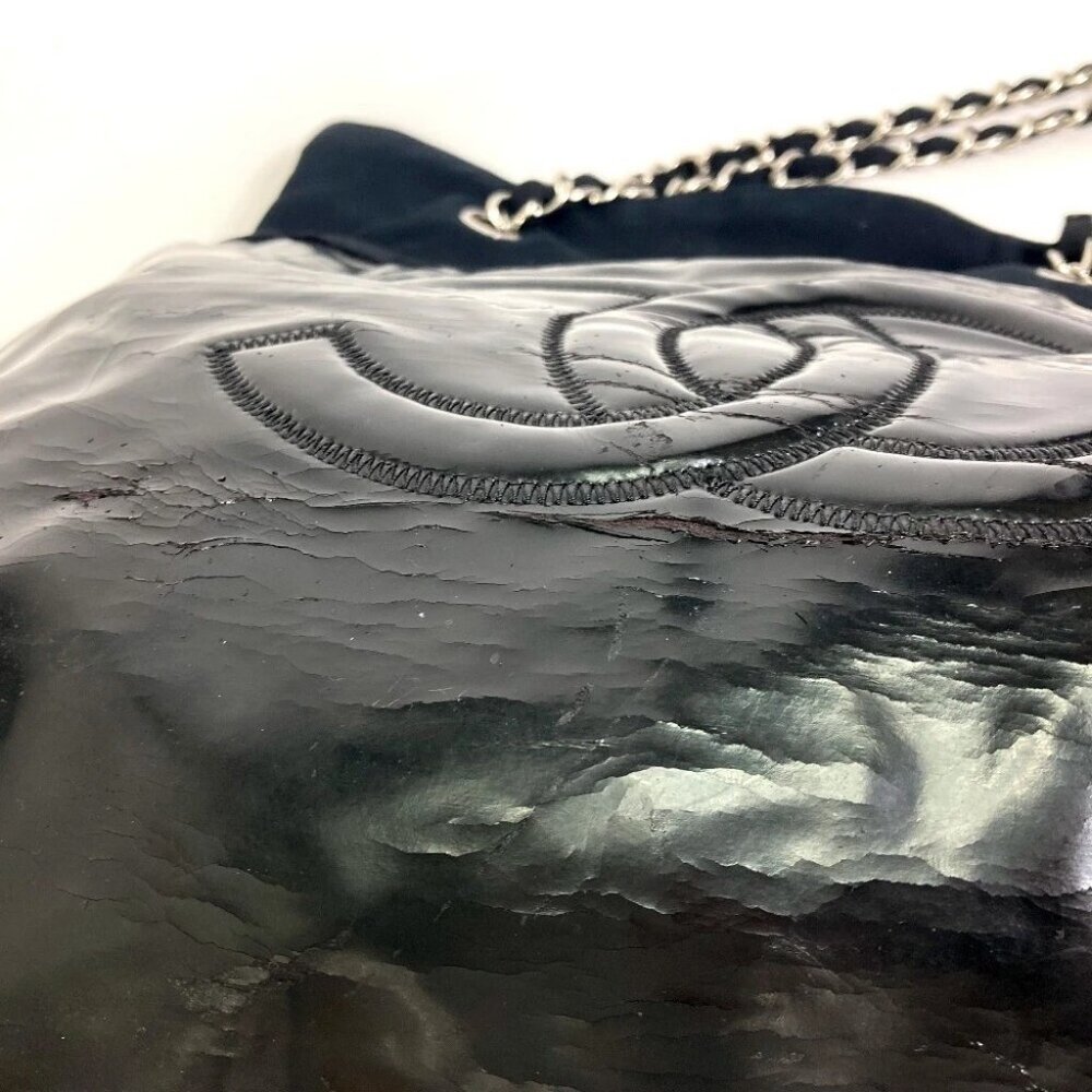 CHANEL Shoulder Tote Bag Chain Shoulder Bag Tote Bag enamel Black/SilverHardware - Picture 7 of 15